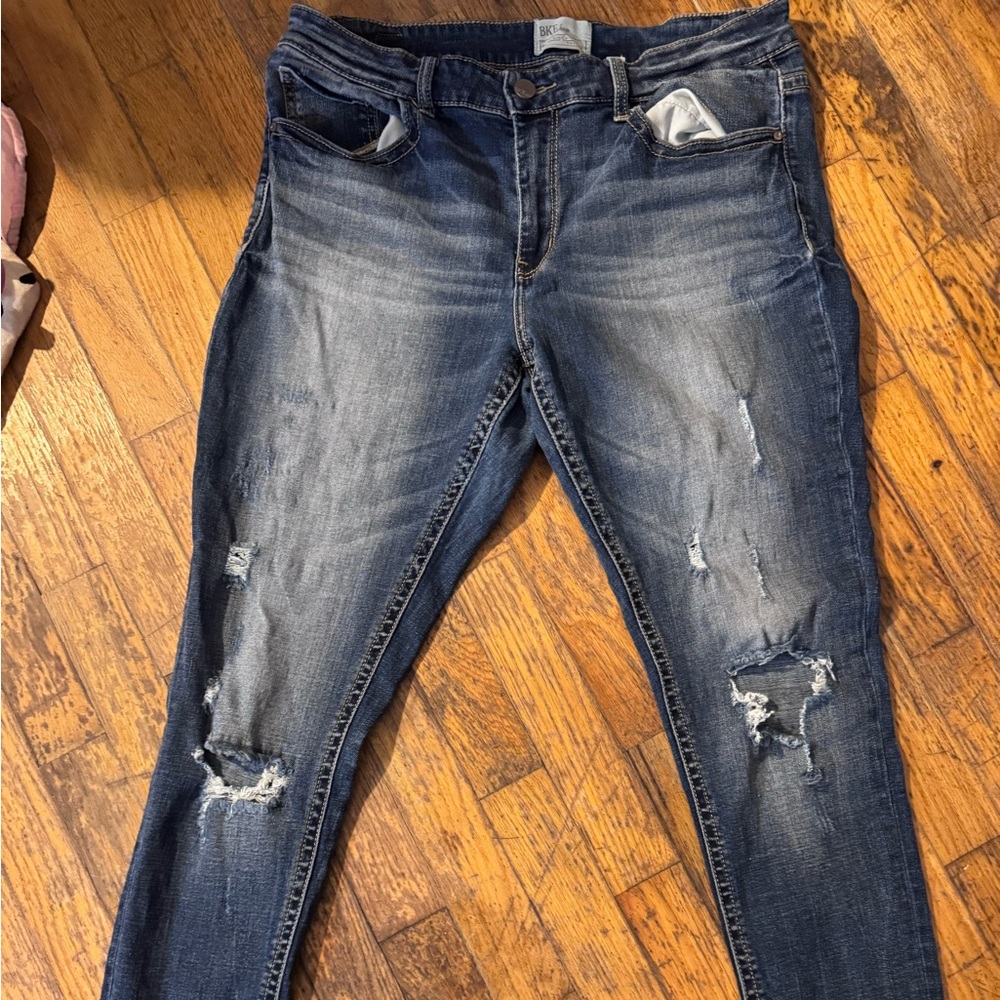 BKE Women's Skinny Jeans - Distressed Blue